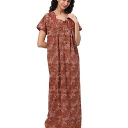 KOVIRA Printed V-Neck Maxi Nightdress-image-70