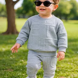 RAMIAAZ Grey Self Design Cotton Blend Clothing Set-image-16