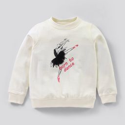 Primo Gino Full Sleeves Sweatshirt Dancing Girl Foil Print - Cream-image-34