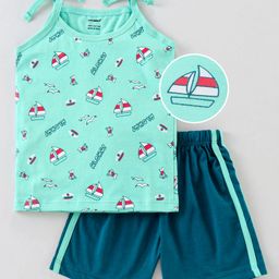 CUCUMBER Sleeveless T-Shirt & Shorts Set - Blue-image-82