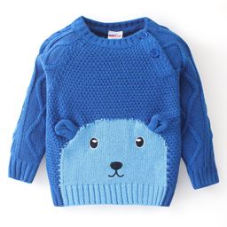 Babyhug Full Sleeves Sweater Puppy Design- Blue-image-58