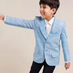 Babyhug Full Sleeves Party Wear Blazer  - Blue-image-103