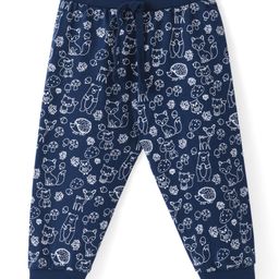 Babyhug Cotton Knit Lounge Full Length Lounge Pant Animal Print - Navy Blue-image-102