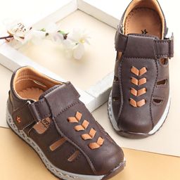 Cute Walk by Babyhug Slip On Formal & Party Wear Shoes with Velcro Closure - Coffee Brown-image-16