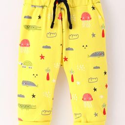 CUCUMBER Interlock Knit Full Length Lounge Pant with Animal Print - Yellow-picture-15