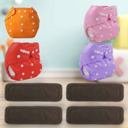 Sparkle Joy Washable & Reusable Cloth Diapers Combo Pack of 4 Freesize With 4 organic cotton Grey inserts (Multicolour)-28