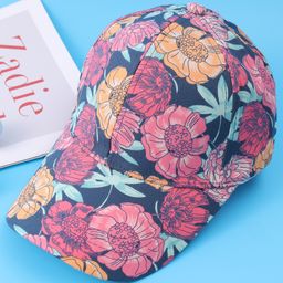 Pine Kids Cotton Baseball Cap With Floral Print - Navy Blue-image-22