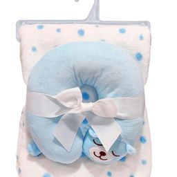 FunBlast Baby Wrap Blanket with Soft Dog Shaped Pillow for New Born Baby Blue-picture-0