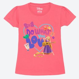 Wear Your Mind Cotton Disney Tangled Featuring Half Sleeves Rapunzel Printed Tee - Hot Pink-picture-35