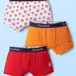 Pine Kids Cotton Elastane Trunks with Football Print Pack of 3 (Color May Vary)-image-0