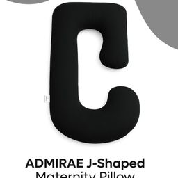 ADMIRAE Pregnancy Pillow | J-Shape, Maternity Pillows for Pregnancy Sleeping, Pregnancy Pillow for Women, Maternity Pillow with Ergonomic Design, Washable Velvet Cover-Black-image-2