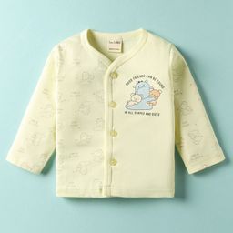CUCUMBER Sinker Knit Full Sleeves Front Open Jabhala with Animal Print - Yellow-picture-13