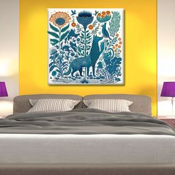 OLIVE TREE White & Blue Birds and Animals Wooden Framed Canvas Painting Wall Art-picture-7