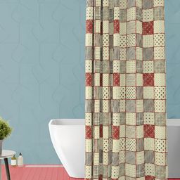ArtzFolio Beige & Red Printed Waterproof Shower Curtain-4