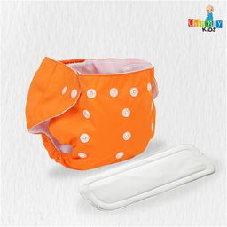 Chinmay Kids Plain Diapers With White Inserts  Size Adjustable Baby Cloth Button Diaper - Washable/Reusable Nappies for Infants & Toddlers, 8 X 8 inch, White Insert image 2