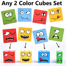 Enorme Emoji Face Changing Expressions Matching Block Puzzle Cubes Game, 8 Face blocks and 54 Cards - Multicolor image 3
