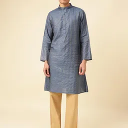 Fabindia Striped Mandarin Collar Straight Kurta-picture-44