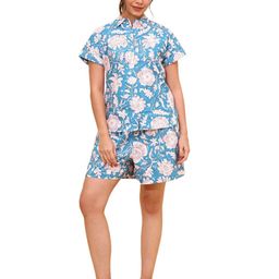 YELLOW BLOOM Printed Shirt Collar Pure Cotton Shirt With Shorts Co-Ords-image-79