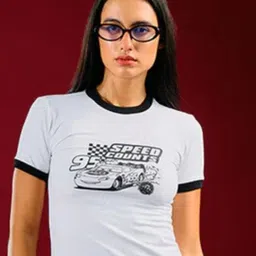 Bonkers Corner Speed Count Black Baby Tee For Women-picture-28