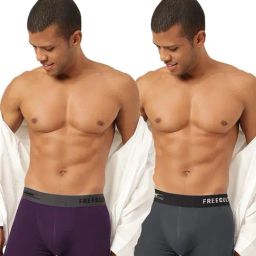 Freecultr Trippy Violet & Ash Grey Comfort Fit Trunks - Pack of 2-image-79