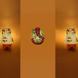 Somil Indore Mosaic Decorative Lamp Combo of Matching Wall Lamp & Blessing God Ganesh Wall Lamp, Multi Compatible with LED, Size: 14 X 14 X 22 Cm, Pack of 3.-image-24