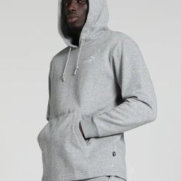 Puma Essential+ Grey Melange Relaxed Fit Hooded Sweatshirt-image-72