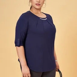 Honey Curvytude by Pantaloons Women Roll-Up Sleeves Top-picture-49