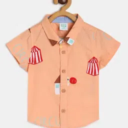 MINIKLUB Kids Peach Printed Shirt-image-55