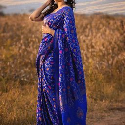 Aldwych Ethnic Motifs Woven Design Zari Banarasi Saree-picture-27