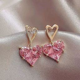 ISHKAARA Gold Plated Heart Crystal Studded Contemporary Drop Earrings-16