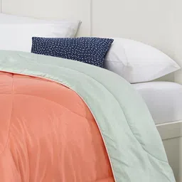 Saral Home Peach-Coloured & Blue Microfiber AC Room Single Bed Quilt-image-61