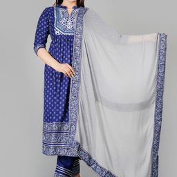 rf clothes Women Ethnic Motifs Printed Regular Kurta with Trousers & With Dupatta-image-21