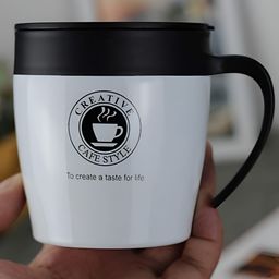 We3 Grey Printed Stainless Steel Matte Mugs Set of Cups and Mugs image 3