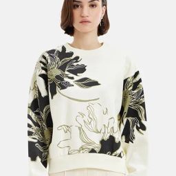 Kazo White & Green Printed Sweatshirt-image-57