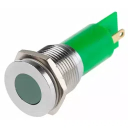 RS PRO Green Panel Mount Indicator, Mounting Hole Size 16 mm, Termination Type Solder Tab, IP Rating IP67, Model No 211774-15