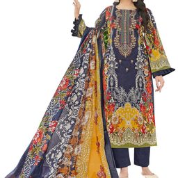 DRAVINAM Trends Embroidered Pure Cotton Unstitched Dress Material-picture-19