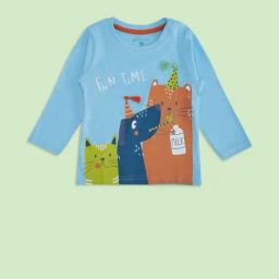 Pantaloons Baby Sky Blue Cotton Printed Full Sleeves T-Shirt-picture-34