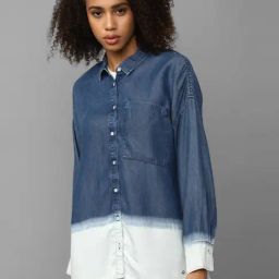 Allen Solly Blue Color-Block Shirt-image-5