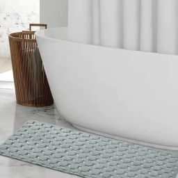 Saral Home YANO Geometric Grey Cotton Antiskid Bath Mat-image-80