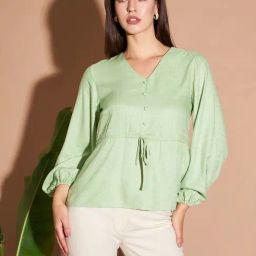 Marie Claire Green Self Pattern Top-37