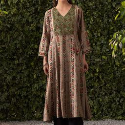 Lakshita Ethnic Motifs Print Fit & Flare Maxi Dress-picture-46