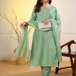 Moda Rapido Women Ethnic Motifs Embroidered Regular Thread Work Kurta with Trousers & With Dupatta-picture-39