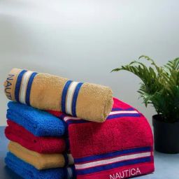 Nautica Vintage Crew Stripe Burgundy, Beige & Royal Blue Cotton 500 GSM Hand Towel - Set of 6-18