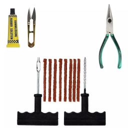 AllExtreme EX-5003 Tubeless Tyre Puncture Repair Kit with Nose Plier + T-Handle Pluggers + 8 Brown Seal Strips + Rubber Solution + Cutter for Vehicles Multicolor, 13 pc-15