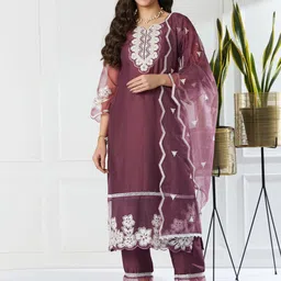 MOKOSH Women Ethnic Motifs Embroidered Regular Thread Work Kurta with Trousers & With Dupatta-40