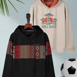 HELLCAT Kids Black & Beige Printed Full Sleeves T-Shirt (Pack Of 2)-image-80
