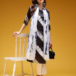HERE&NOW Printed Monochrome Kurta with Trousers & Dupatta-picture-39
