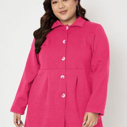 BRINNS Women Spread Collar Plus Size Single Breasted Overcoat-42