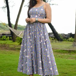Bunaai Floral Print Fit & Flare Maxi Dress-image-56