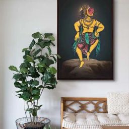 999Store Brown Canvas Lord Hanuman Wall Painting-38